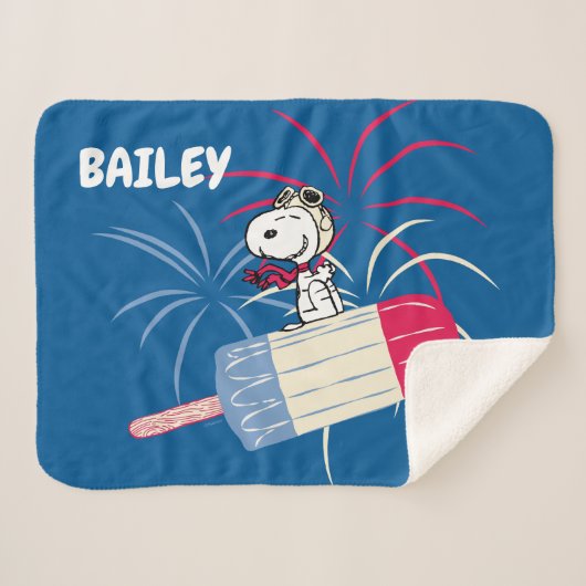 Flying Ace Snoopy on Ice Pop Sherpa Deken (Voorkant (horizontaal))