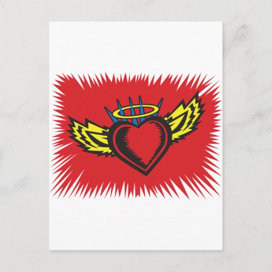 Flying Angel Heart Tattoo Briefkaart (Voorkant)