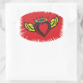 Flying Angel Heart Tattoo Ovale Sticker (Tas)