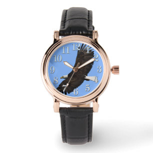 Flying Bald Eagle and Blue Sky Wildlife Wristwatch Horloge