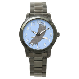 Flying Bald Eagle and Blue Sky Wildlife Wristwatch Horloge