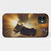 Flying Bald Eagle & Forest Sunburst iPhone 5 Coque (Dos (Horizontal))