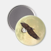Flying BALD EAGLE & FULL MOON Wildlife Magnet Magneet (Voorkant / Achterkant)