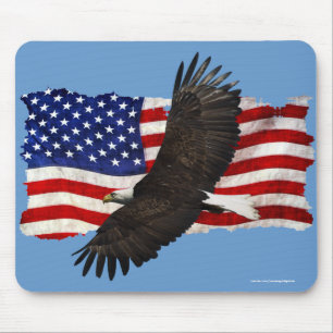 Flying Bald Eagle & U.S. Flag Patriotic Mousemat Muismat