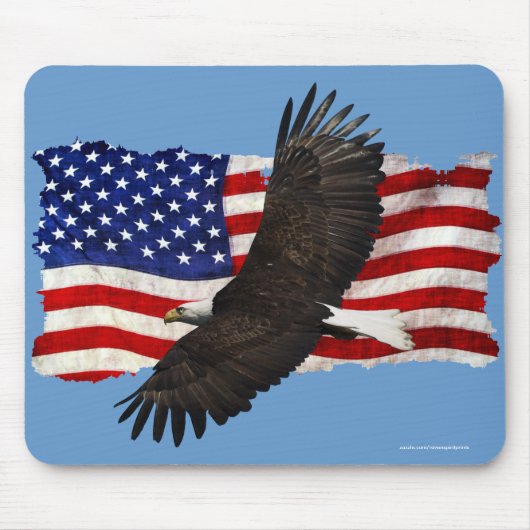 Flying Bald Eagle & U.S. Flag Patriotic Mousemat Muismat (Voorkant)