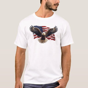 Flying Bald Eagle with American Flag T-shirt