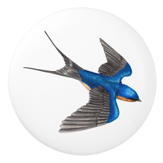 Flying Barn Swallow Keramische Knop (Voorkant)
