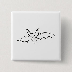 Flying Bat - leuke originele inkttekenkunst Vierkante Button 5,1 Cm
