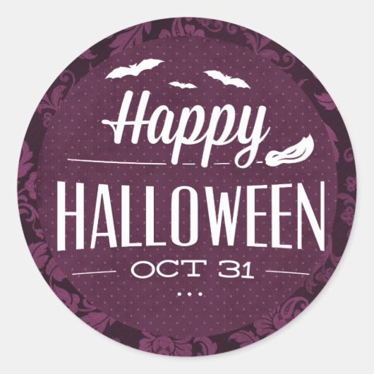 Flying Bats Happy Halloween Ronde Sticker (Voorkant)