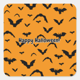 Flying Bats on Orange Vierkante Sticker