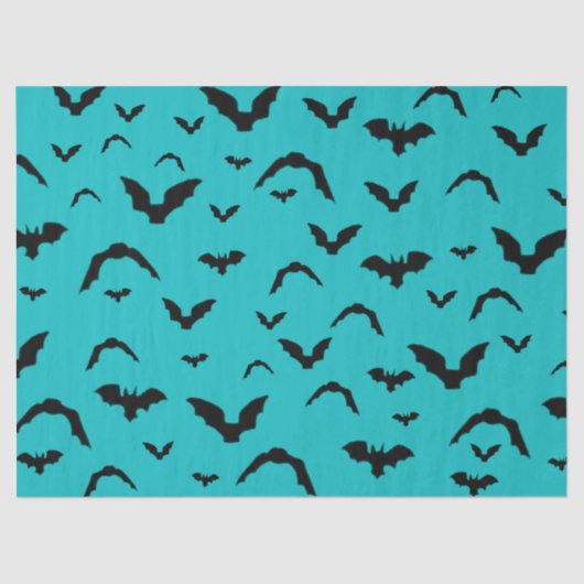Flying Bats on Teal Tissue Paper Tissuepapier (Voorkant)