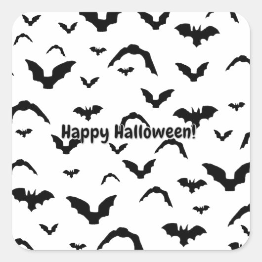 Flying Bats on White Vierkante Sticker (Voorkant)