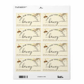 Flying Bee Hand gebottelde honing met hartmerk Etiket (Full Sheet)