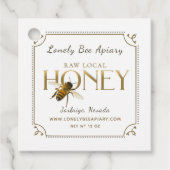 Flying Bee Metallic Gold Honey Label fancy border (Voorkant)