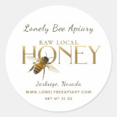 Flying Bee Raw Local Miel Étiquette Blanc (Devant)