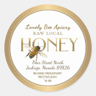 Flying Bee Raw Local Miel Étiquette Blanc