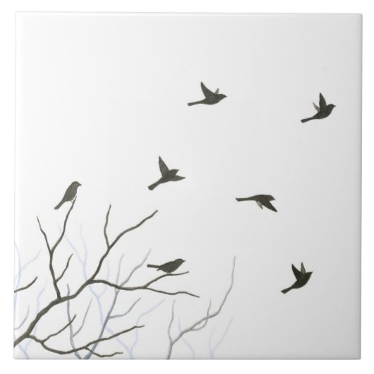 Flying Birds Silhouette Art Tile Tegeltje (Voorkant)