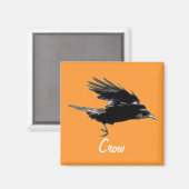 Flying Black Crow Birdlover Magnet Magneet (Voorkant / Achterkant)