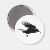 Flying Black Crow Birdlover Magnet Magneet (Voorkant / Achterkant)