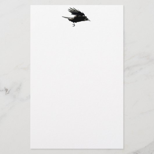 Flying Black Crow Wildlife Art Briefpapier (Voorkant)