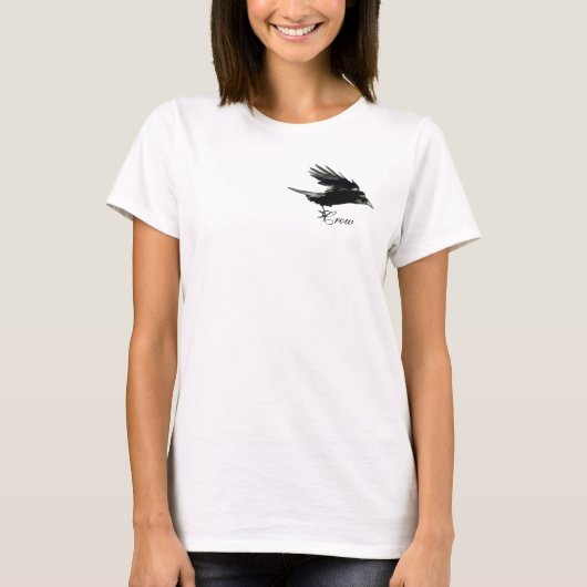 Flying Black CROW Wildlife Art Shirt (Voorkant)