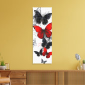 Flying Black en Red Morpho Vlinders Canvas Afdruk (Insitu (Woonkamer))