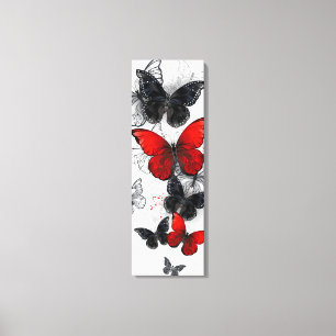 Flying Black en Red Morpho Vlinders Canvas Afdruk