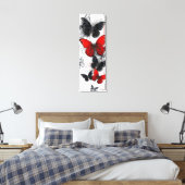 Flying Black en Red Morpho Vlinders Canvas Afdruk (Insitu (Slaapkamer))