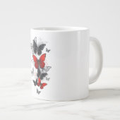 Flying Black en Red Morpho Vlinders Extra Grote Beker (Voorkant rechts)