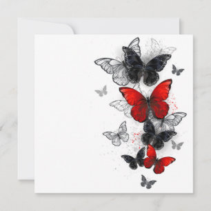 Flying Black en Red Morpho Vlinders Feestdagenkaart