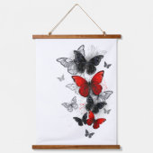 Flying Black en Red Morpho Vlinders Hangend Wandkleed (Voorkant 2)