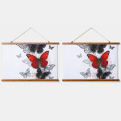 Flying Black en Red Morpho Vlinders Hangend Wandkleed (Dubbel)