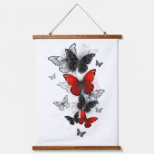 Flying Black en Red Morpho Vlinders Hangend Wandkleed (Voorkant)