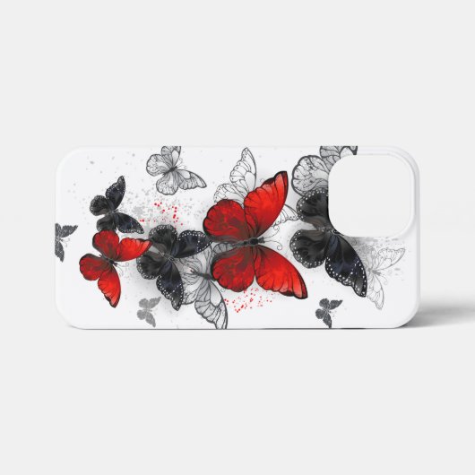 Flying Black en Red Morpho Vlinders iPhone Hoesje (Achterkant horizontaal)