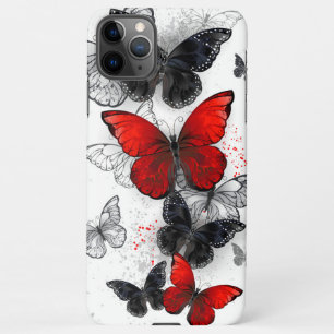 Flying Black en Red Morpho Vlinders iPhone 11Pro Max Hoesje