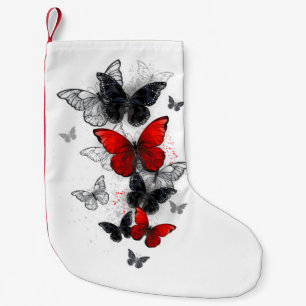 Flying Black en Red Morpho Vlinders Kleine Kerstsok