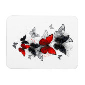 Flying Black en Red Morpho Vlinders Magneet (Horizontaal)