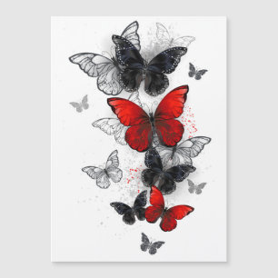 Flying Black en Red Morpho Vlinders Magnetische Uitnodiging