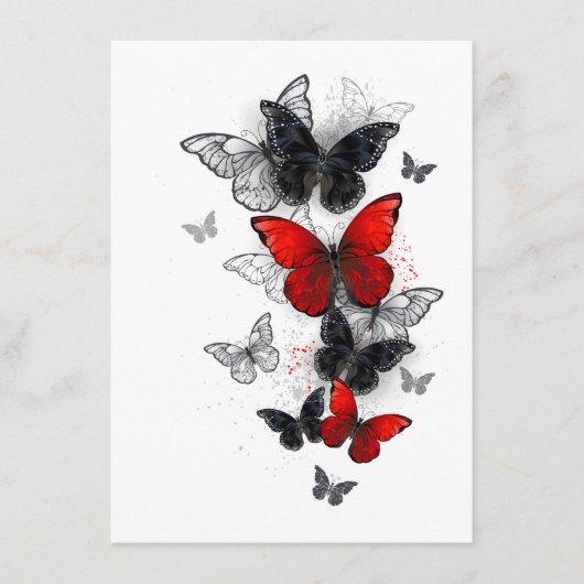 Flying Black en Red Morpho Vlinders Menu (Voorkant)