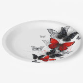 Flying Black en Red Morpho Vlinders Papieren Bordje (Gekanteld)