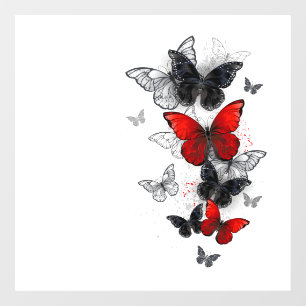 Flying Black en Red Morpho Vlinders Raamsticker