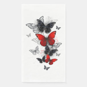 Flying Black en Red Morpho Vlinders Servet