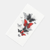 Flying Black en Red Morpho Vlinders Servet (Hoek)