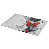 Flying Black en Red Morpho Vlinders Snijplank (Hoek)