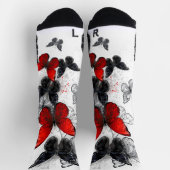 Flying Black en Red Morpho Vlinders Sokken (Top)