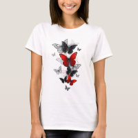 Flying Black en Red Morpho Vlinders