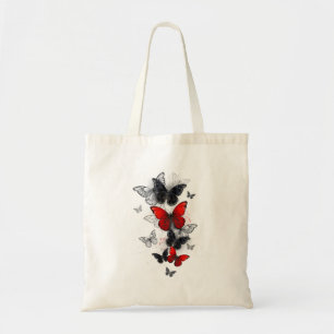 Flying Black en Red Morpho Vlinders Tote Bag