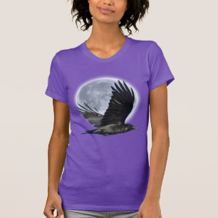 Flying Black Raven and Full Moon T-Shirt