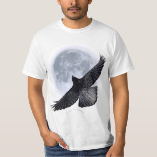 Flying Black Raven Embracing the Moon T-Shirt