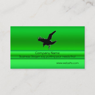 Flying Black Raven on green metallic look effect Visitekaartje